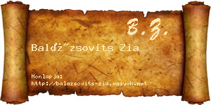 Balázsovits Zia névjegykártya